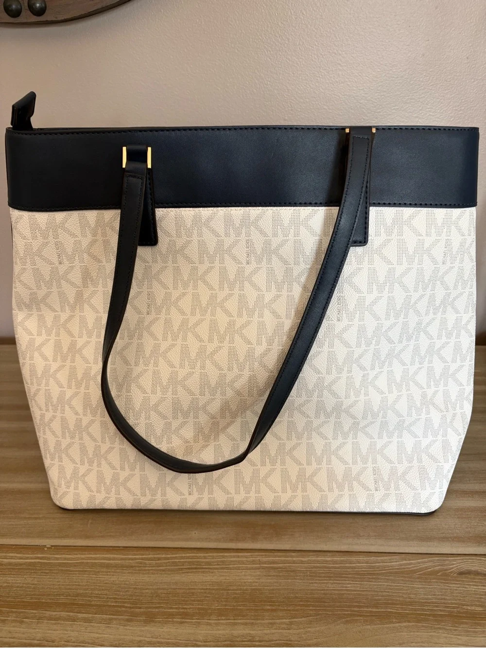Michael Kors Navy and White Signature Stripe Tote